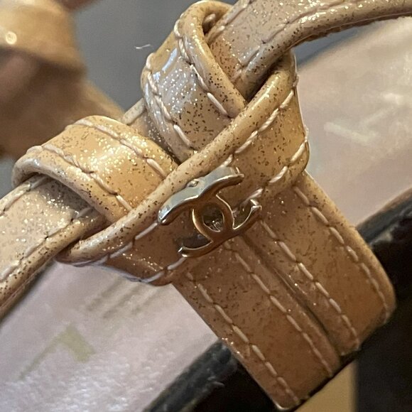 💯Authentic CHANEL Pink/Black Glitter Slingbacks - Size 37 - Picture 8 of 15